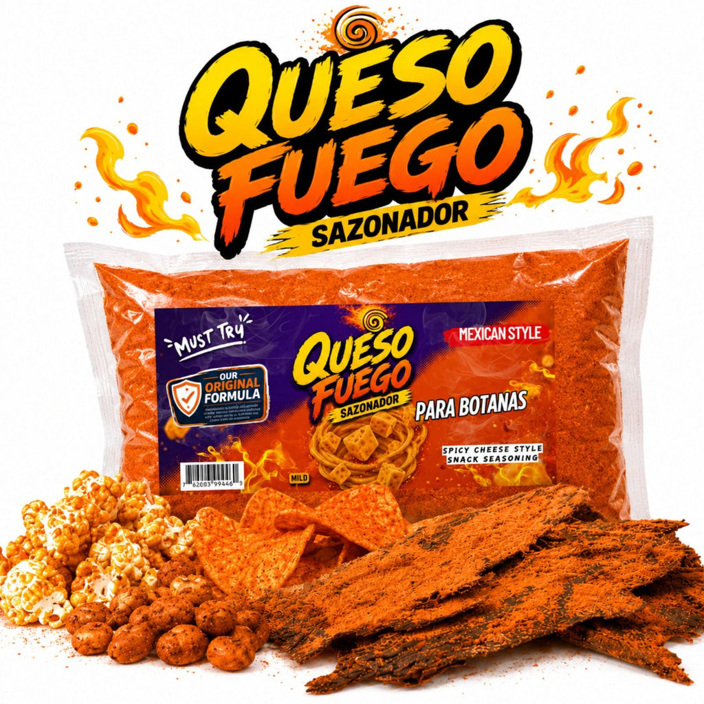 Queso Fuego Seasoning for Beef Jerky, Chips & Snacks | Extra Cheesy & Spicy Flavor