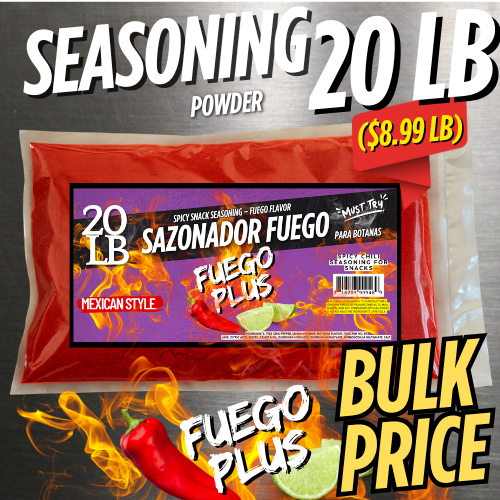 Fuego Seasoning – Extra Spicy Snack Flavor (20 LB) Fuego Sazonador