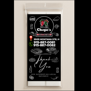 Menudo Kit – 500 Pcs  Custom Disposable Condiment Pack with Spoon, Napkin, Chili Packet, Oregano Packet, Salt & Branded Flyer for Restaurants