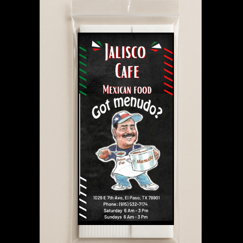 Menudo Kit – 500 Pcs  Custom Disposable Condiment Pack with Spoon, Napkin, Chili Packet, Oregano Packet, Salt & Branded Flyer for Restaurants