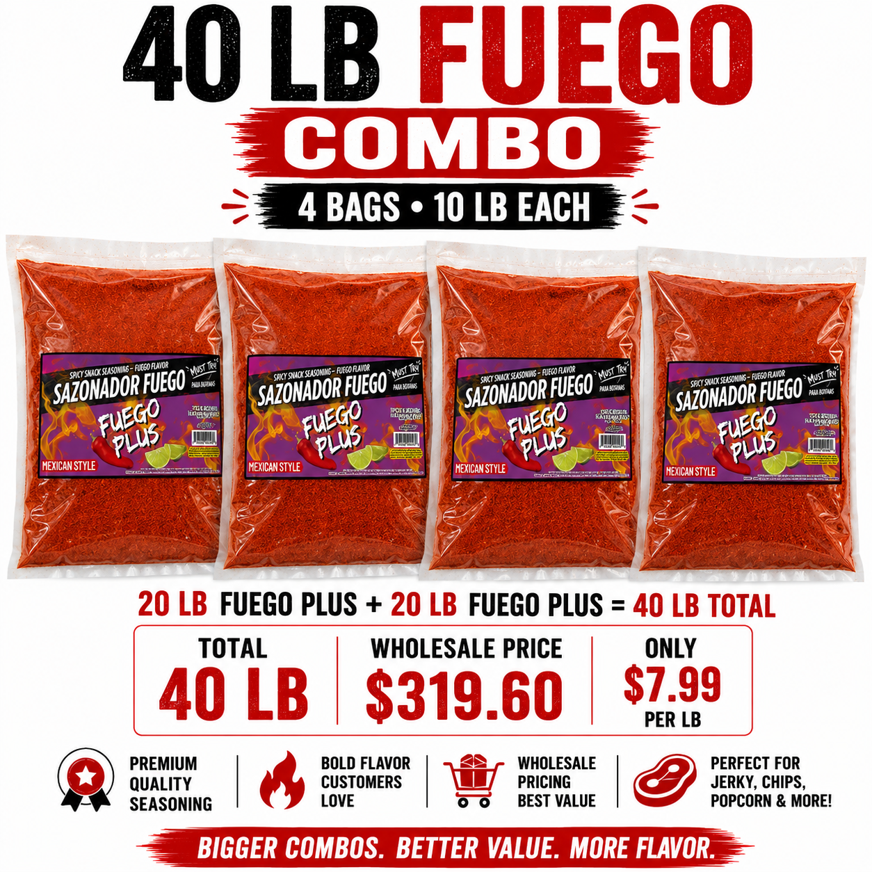 Fuego Seasoning – Extra Spicy Snack Flavor (40 LB)