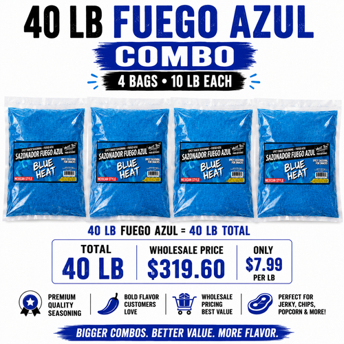 Fuego Azul Seasoning – Blue Heat Seasoning for Beef Jerky & Snacks (40 LB)