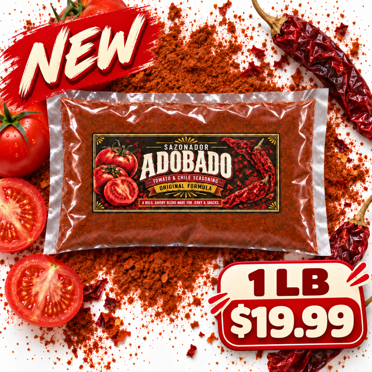 Adobado Seasoning 1 LB – Bold Tomato & Chile Blend for Beef Jerky, Chips & Snacks