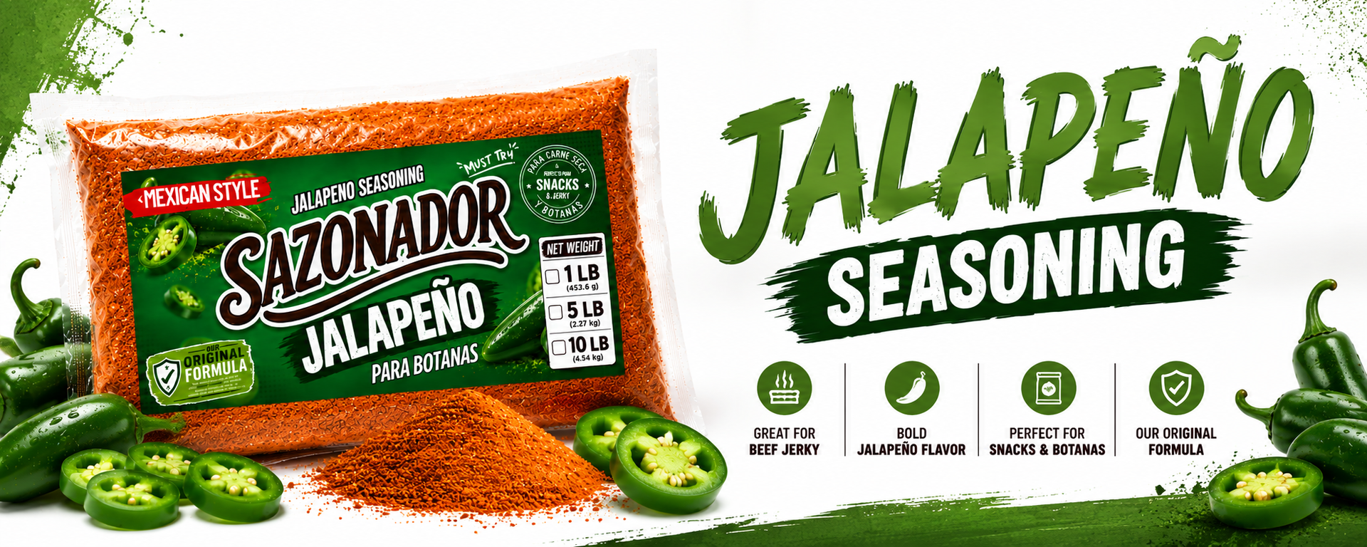 Jalapeño Seasoning – Mexican Style Seasoning for Beef Jerky, Snacks & Botanas Banner