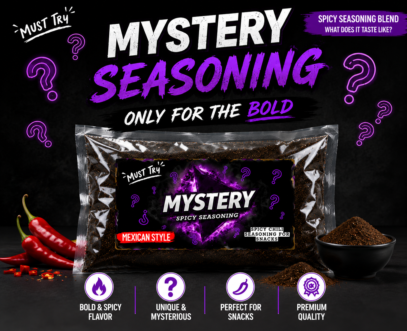 Mystery Flavor Seasoning – Spicy & Bold Snack Powder