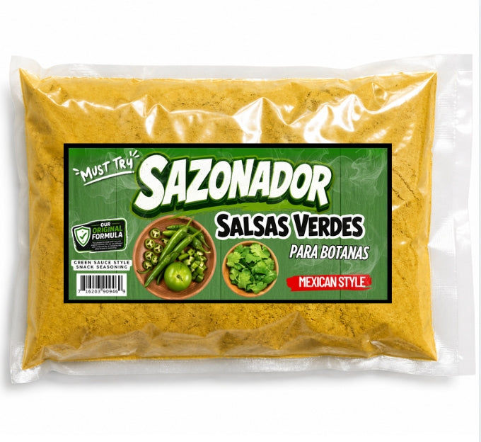 Salsas Verdes Snack Seasoning Powder | Mexican Style Green Sauce Flavor for Chips, Popcorn, Fries & Beef Jerky | 1 LB