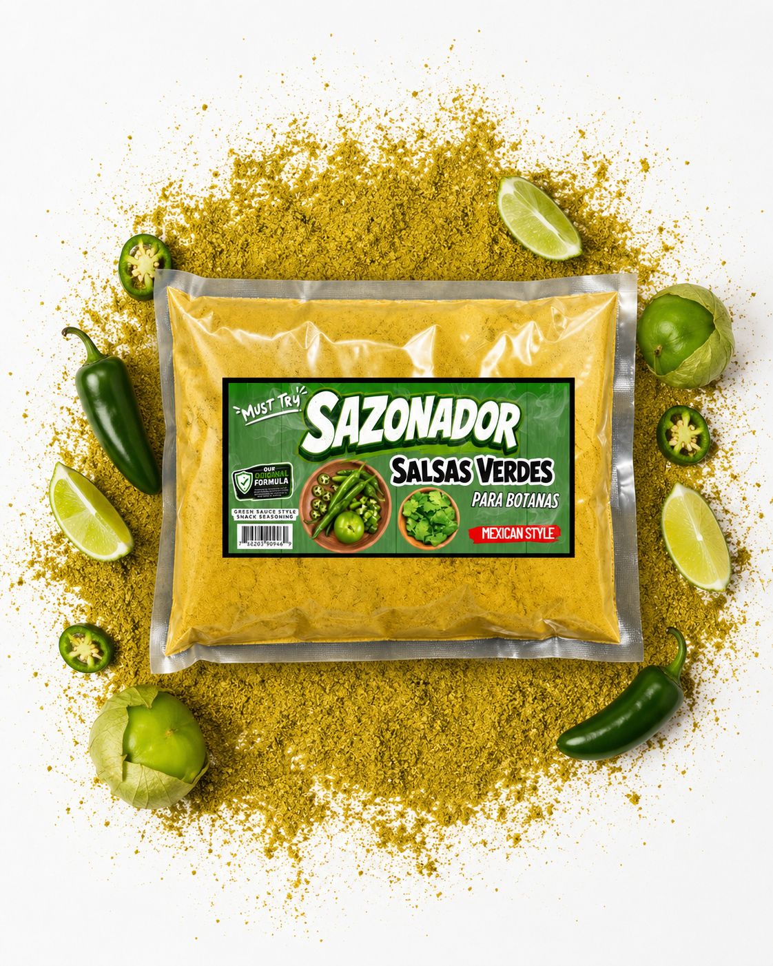 Salsas Verdes Snack Seasoning Powder | Mexican Style Green Sauce Flavor for Chips, Popcorn, Fries & Beef Jerky | 1 LB