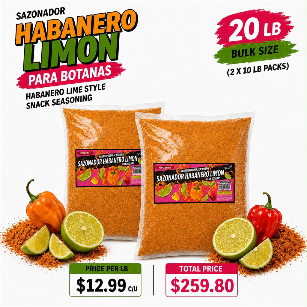 Habanero Seasoning Powder 20 LB – Spicy Chili Blend for Corn, Snacks, Jerky & Popcorn – Bulk Food Service Size (Copy)