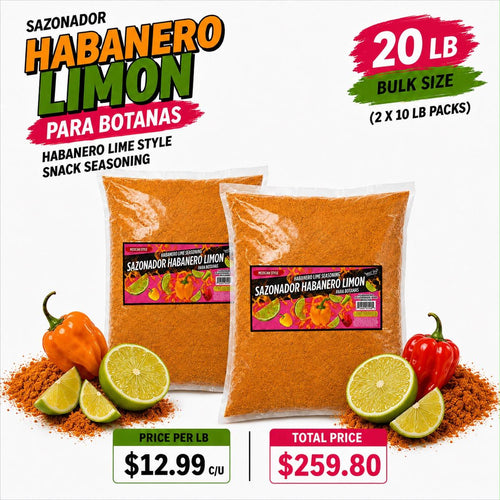 Habanero Seasoning Powder 20 LB – Spicy Chili Blend for Corn, Snacks, Jerky & Popcorn – Bulk Food Service Size (Copy)