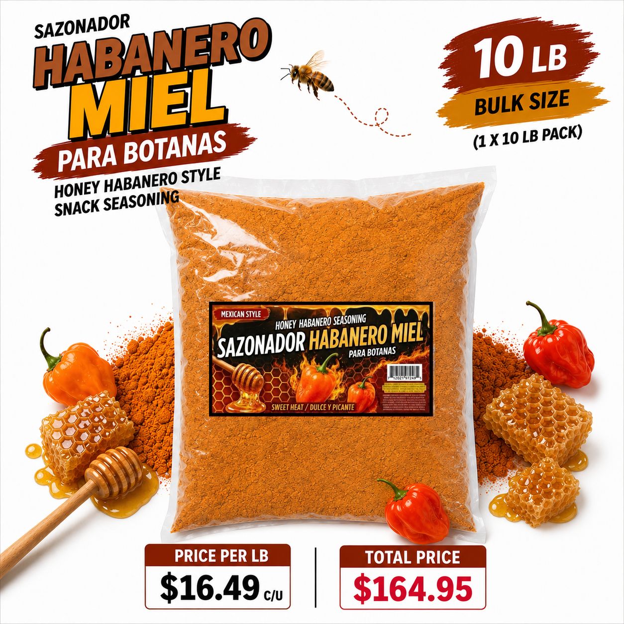 Sazonador Habanero Miel – Honey Habanero Sweet Heat for Beef Jerky, Snacks & More 1 LB