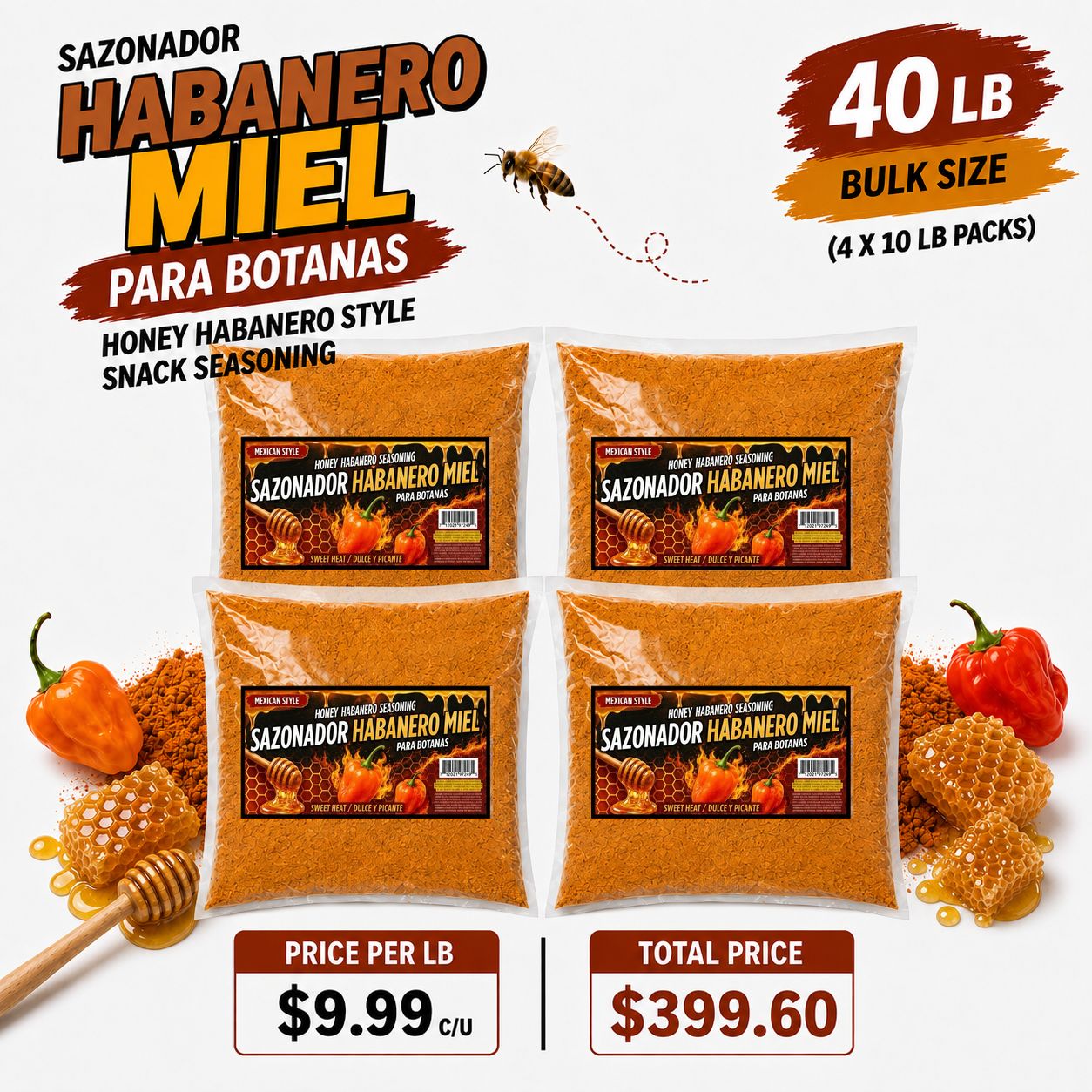Sazonador Habanero Miel – Honey Habanero Sweet Heat for Beef Jerky, Snacks & More 1 LB
