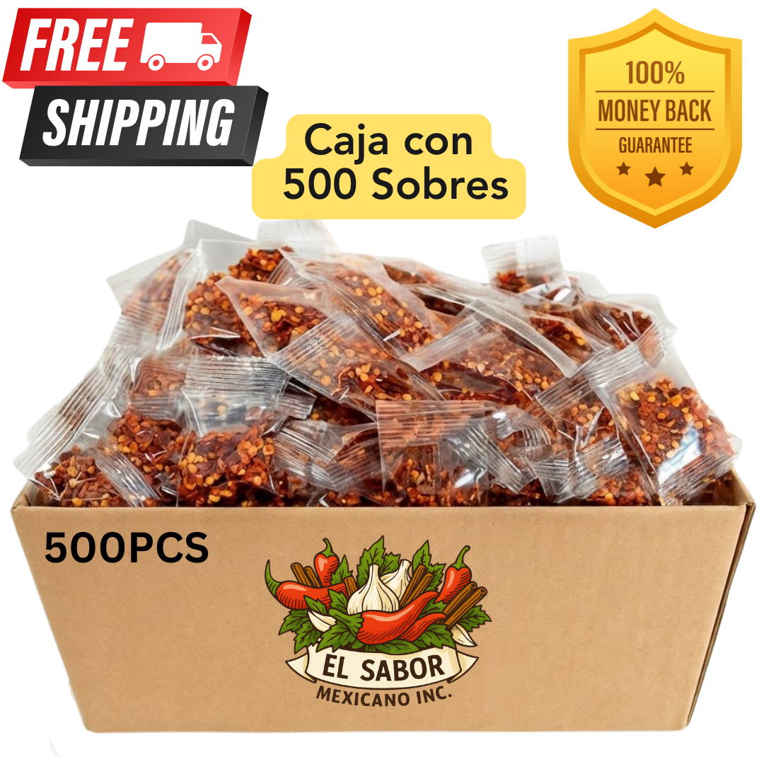 Crushed Red Pepper 500 – Box of 500 Single-Serve Seasoning Sachets
