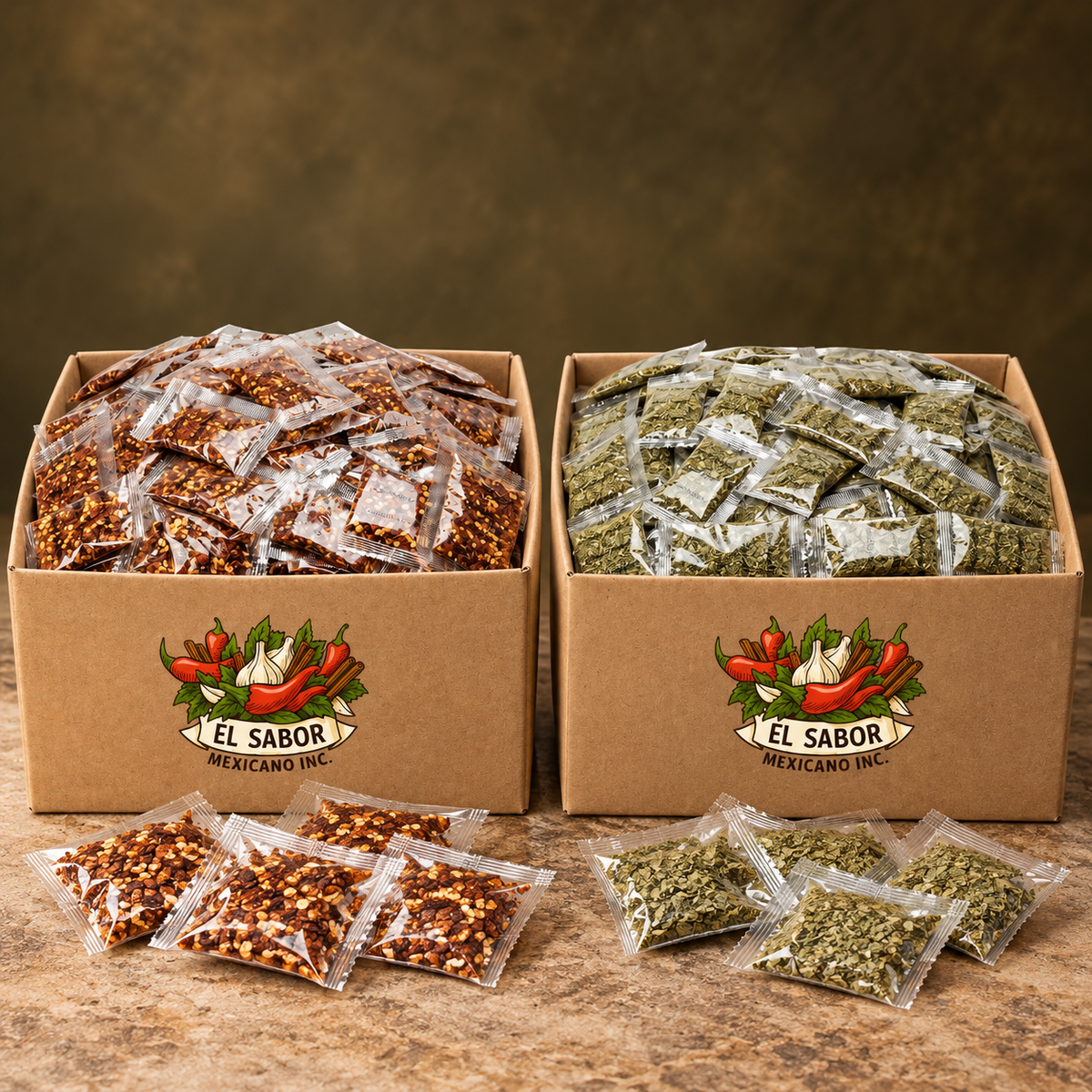 El Sabor Mexicano oregano and crushed red pepper single serve packets