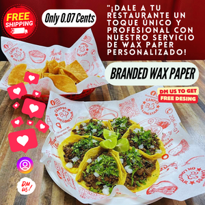 Custom wax paper with restaurant logo used for food wrapping